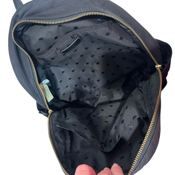 Kate Spade New York Black Double Zip Adiustable Strap Nylon Backpack - Picture 4 of 4